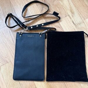 Tech Wellness EMF blocking black leather phone purse “August”